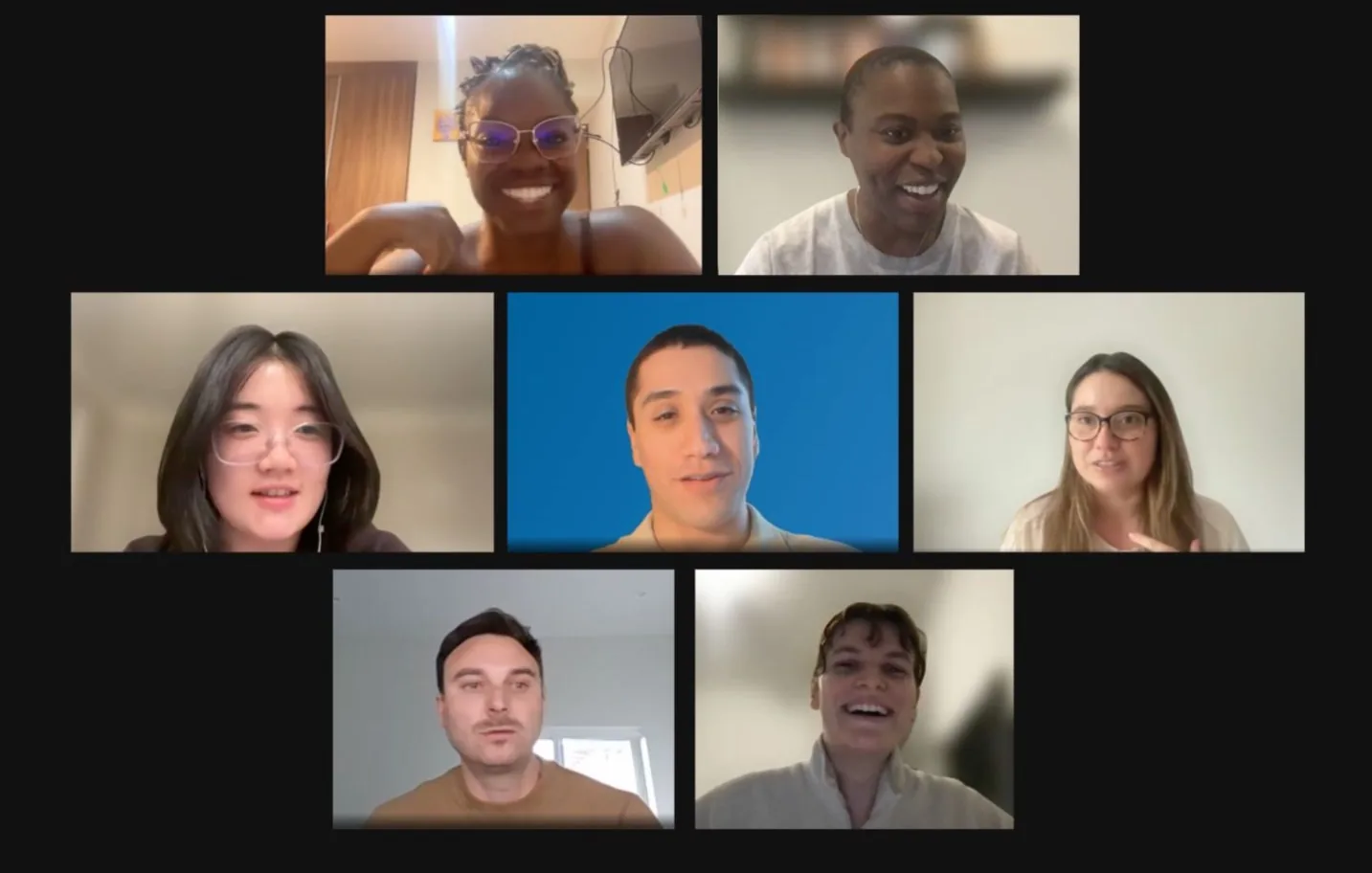 UX Outloud fellowship cohort and project team on a video call